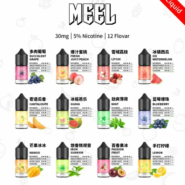 MEEL E-Liquid | 30mg/5% Nicotine | Diverse Flavors | Fast Taiwan Shipping