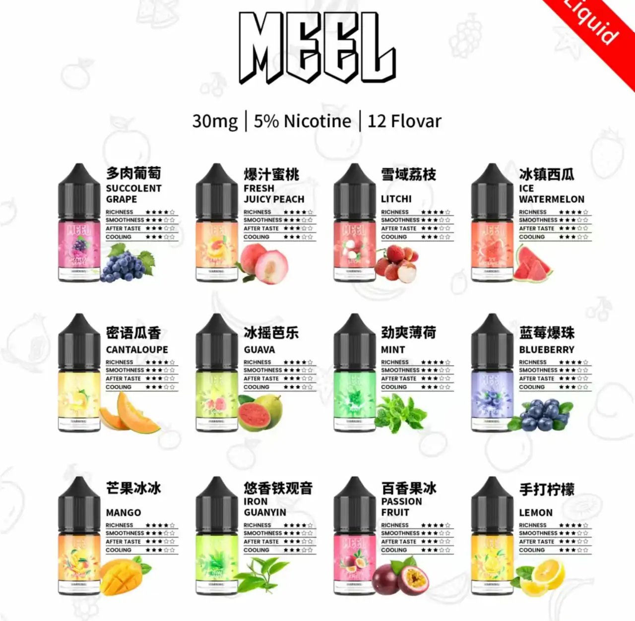 MEEL E-Liquid | 30mg/5% Nicotine | Diverse Flavors | Fast Taiwan Shipping - 画像 (1)