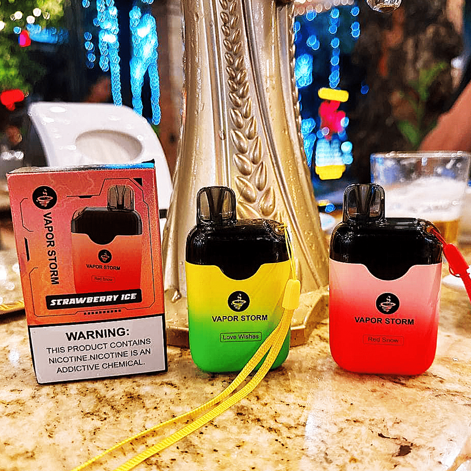 Vapor Storm | 7500 Puffs | Rechargeable E-cigarette | Iced Grape / Strawberry Yakult Flavors - Image 2